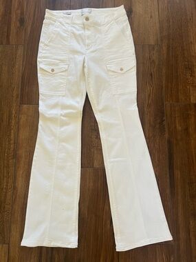 NWT White House Black Market Skinny Flare White Cargo Pants Size 8